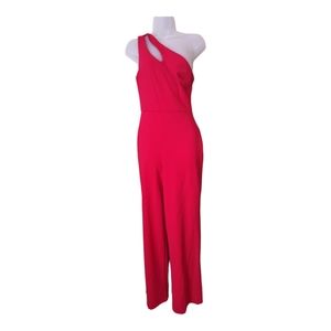 Crystal Doll one shoulder jumpsuit color red Size Small, has two pockets